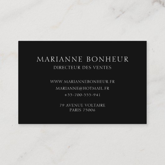 Minimale zwarte visitekaartje met één gram (Achterkant)