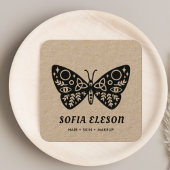 Minimale zwarte vlinder haar & make-up rustieke am vierkante visitekaartje