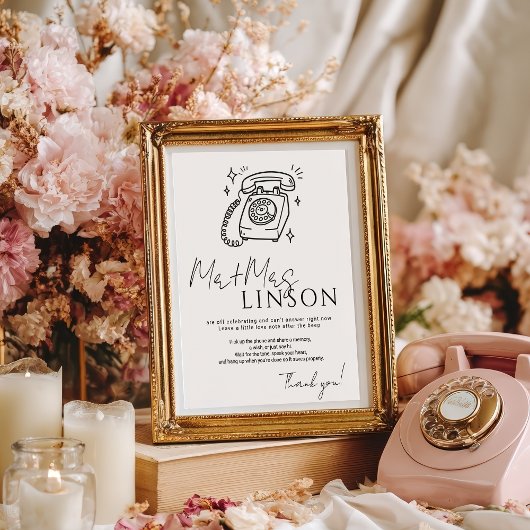 Minimale zwarte voicemail audio gastenboek bruilof poster