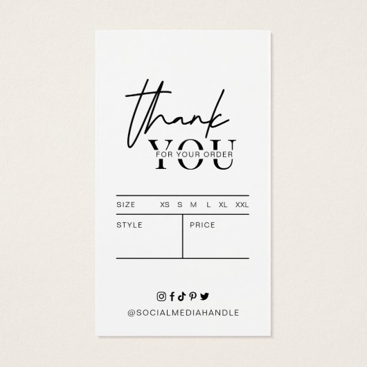 Minimale zwarte waslabels Boutique Hang Labels Visitekaartje (Achterkant)