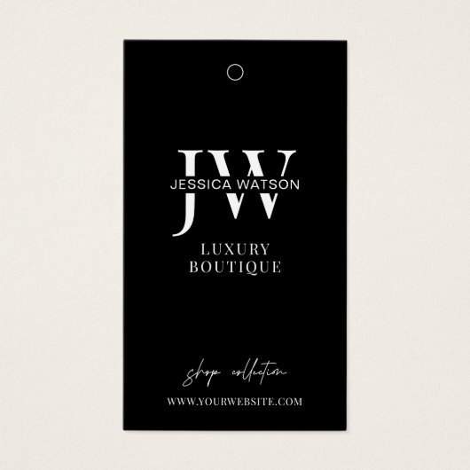 Minimale zwarte waslabels Boutique Hang Labels Visitekaartje (Voorkant)
