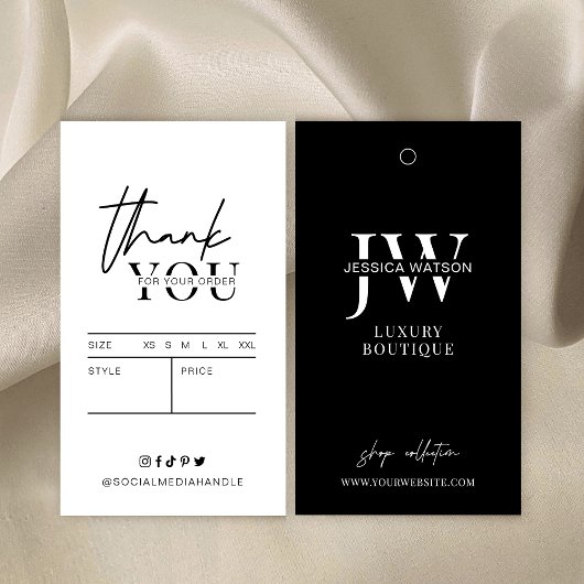Minimale zwarte waslabels Boutique Hang Labels Visitekaartje