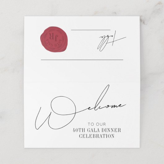 Minimale zwarte-wasstempel voor het script plaatskaartje (Buitenkant ongevouwen)