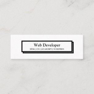 Minimale zwarte webwebwebontwikkelaar knop in zwar mini visitekaartje