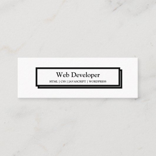 Minimale zwarte webwebwebontwikkelaar knop in zwar mini visitekaartje (Voorkant)