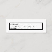 Minimale zwarte webwebwebontwikkelaar knop in zwar mini visitekaartje (Achterkant)
