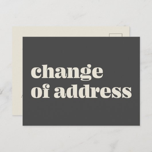 Minimale zwarte wijziging van adresaankondiging briefkaart (Voorkant / Achterkant)