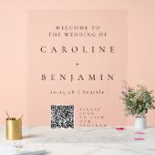 Minimale zwarte witbruiloft QR-code Acryl Bord (Huwelijk)