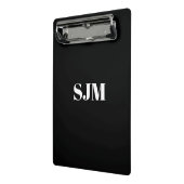 Minimale zwarte witte aangepaste monogram mini klembord (Angled2)