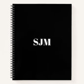 Minimale zwarte witte aangepaste monogram notitieboek (Voorkant)