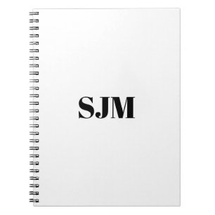 Minimale zwarte witte aangepaste monogram notitieboek