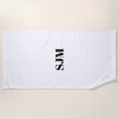 Minimale zwarte witte aangepaste monogram strandlaken (Voorkant)