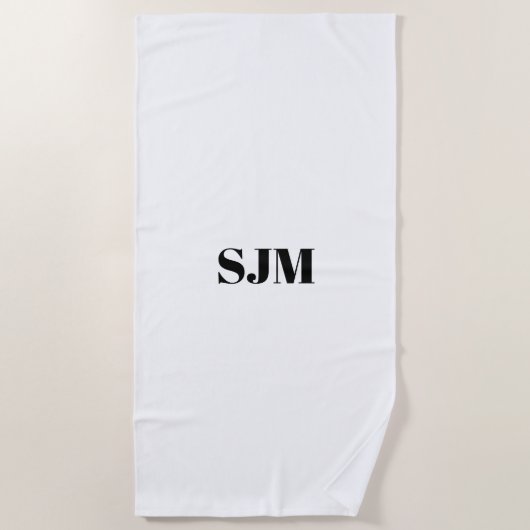 Minimale zwarte witte aangepaste monogram strandlaken (Voorkant)