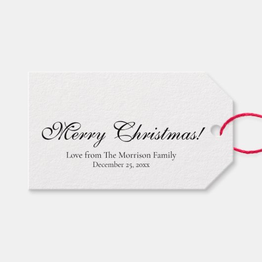 Minimale zwarte witte aangepaste tekst Kerstmis Cadeaulabel (Voorkant (Horizontaal))
