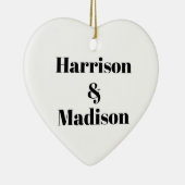 Minimale zwarte witte aanpasnamen hart keramisch ornament (Rechts)