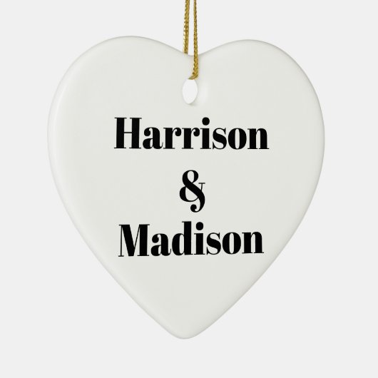 Minimale zwarte witte aanpasnamen hart keramisch ornament (Rechts)