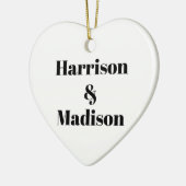 Minimale zwarte witte aanpasnamen hart keramisch ornament (Links)