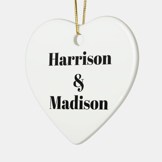 Minimale zwarte witte aanpasnamen hart keramisch ornament (Links)