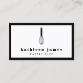 Minimale zwarte witte ballon Whisk Chef Visitekaartje (Voorkant)
