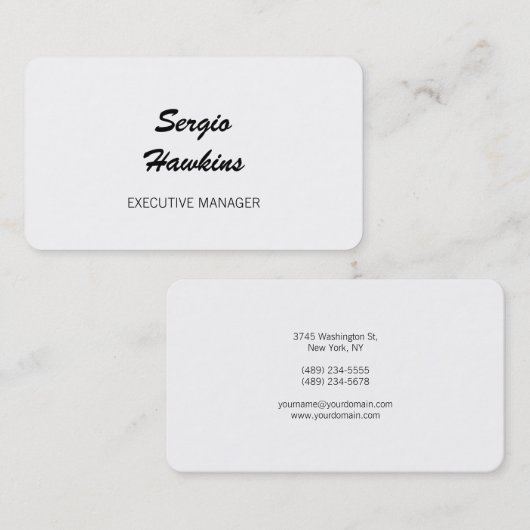 Minimale zwarte, witte beheermanager visitekaartje (Voorkant / Achterkant)