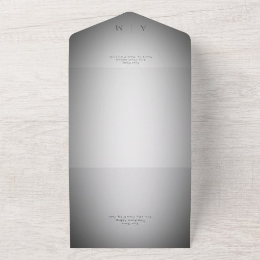 Minimale zwarte & witte blauwdruk Modern No Dinner All In One Uitnodiging (Buitenkant)