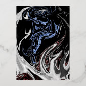 Minimale zwarte witte blauwe Abstracte bruiloft zi Folie Uitnodiging (Achterkant)