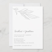 Minimale zwarte witte boho botanische lijn bruilof kaart (Voorkant)