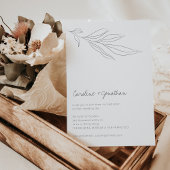 Minimale zwarte witte boho botanische lijn bruilof kaart