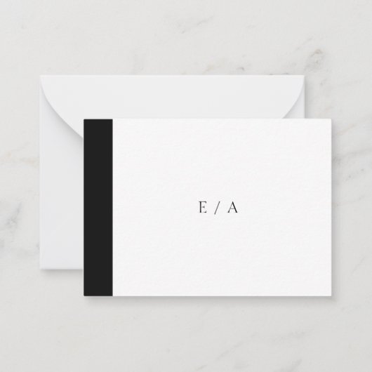 Minimale zwarte witte bruiloft Mini RSVP-kaart Notitiekaartje (Achterkant)