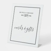 Minimale zwarte witte bruiloft reclamebord met voetstuk (Voorkant)