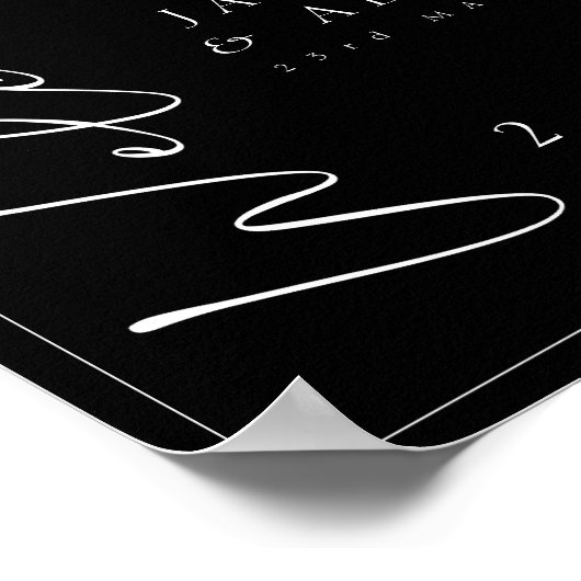 Minimale zwarte witte bruiloften Welkomstteken Poster (Hoek)