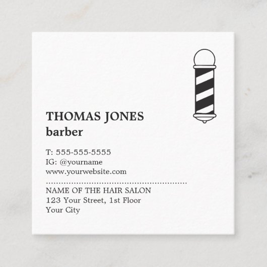 Minimale zwarte witte bruine elegant vierkante visitekaartje (Voorkant)