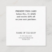 Minimale zwarte witte coupon (Achterkant)