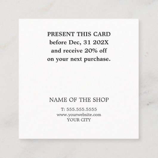 Minimale zwarte witte coupon (Achterkant)