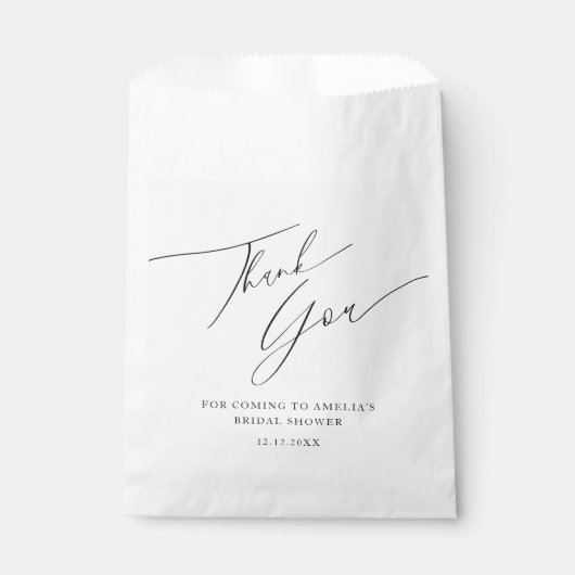 Minimale zwarte & witte dank voor uw Vrijgezellenf Bedankzakje (Voorkant)