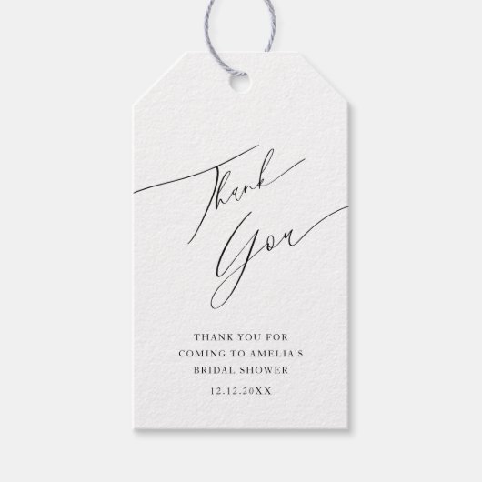 Minimale zwarte & witte dank voor uw Vrijgezellenf Cadeaulabel (Voorkant)