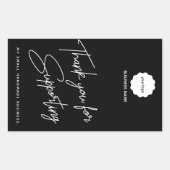 Minimale zwarte & witte dank voor uw zakelijke sti rechthoekige sticker (Voorkant)