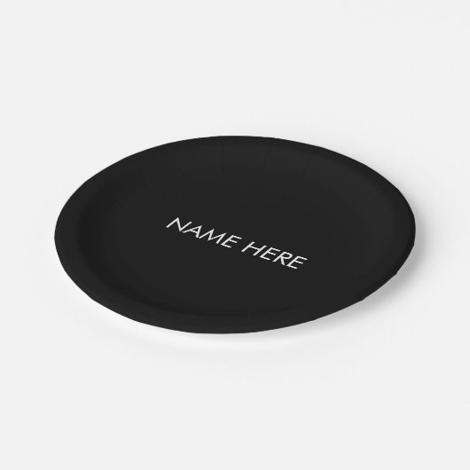 Minimale zwarte witte douanenaam elegant papieren bordje (Gekanteld)