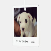 Minimale zwarte witte eerste kerstfoto metalen ornament (Voorkant links)