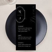 Minimale zwarte witte Elegant monogram Crest Menu