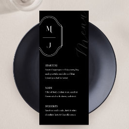 Minimale zwarte witte Elegant monogram Crest Menu
