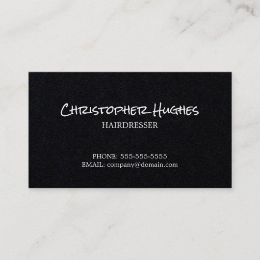 Minimale zwarte witte eslegant hairdresser visitekaartje (Voorkant)