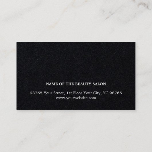 Minimale zwarte witte eslegant hairdresser visitekaartje (Achterkant)