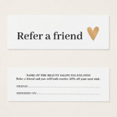 Minimale zwarte witte faux Gold Heart verwijzing Mini Visitekaartjes (Voorkant /achterkant)