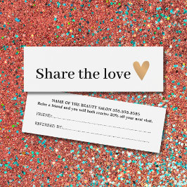 Minimale zwarte witte faux Gold Heart verwijzing Mini Visitekaartjes