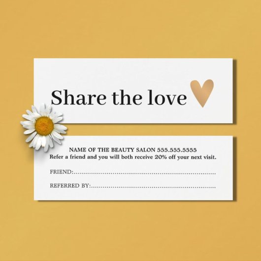 Minimale zwarte witte faux Gold Heart verwijzing Mini Visitekaartjes