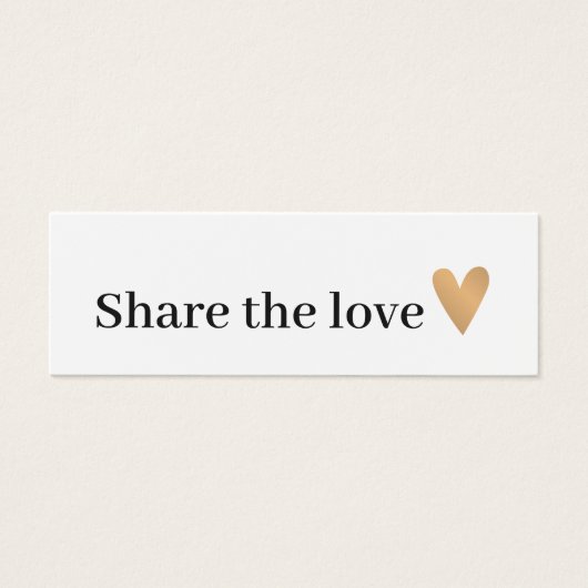 Minimale zwarte witte faux Gold Heart verwijzing Mini Visitekaartjes (Voorkant)