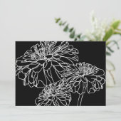 Minimale zwarte witte florale lijntekening kaart (Staand voorkant)