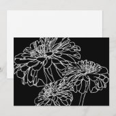 Minimale zwarte witte florale lijntekening kaart (Voorkant / Achterkant)