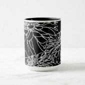 Minimale zwarte witte florale lijntekening mok (Midden)